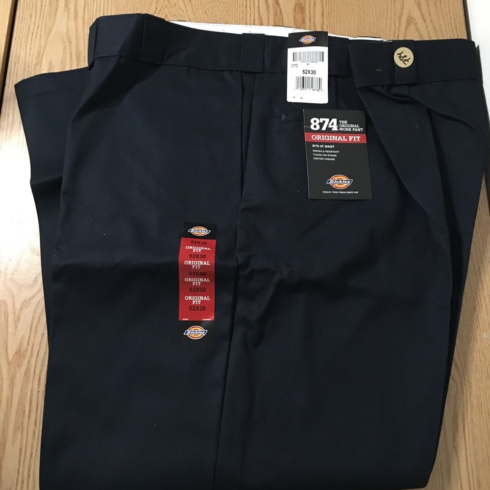 New Mens Dickies 874 Original Fit Work Pants Wrinkle Resistant Black Size 52x30
